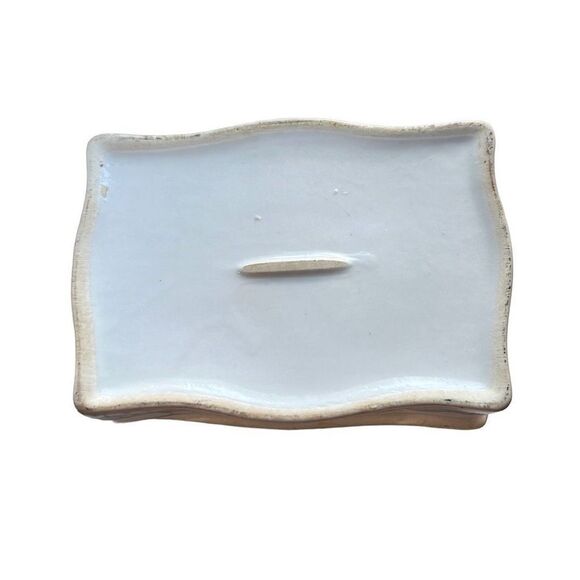 Vtg. Japanese Hand Painted Ceramic Cigarette Trinket Box Town Painted Blue - Picture 9 of 9